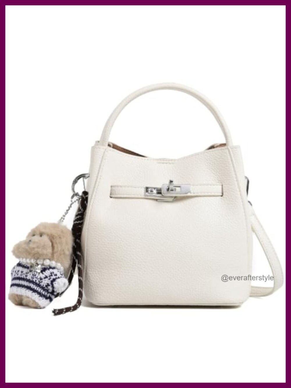 Small Vegan Leather Bucket Crossbody Bag Adjustable Strap Women